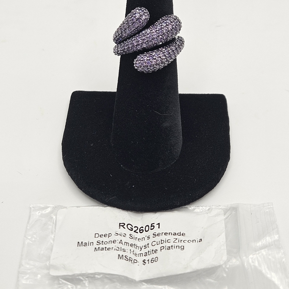 BP Ring RG26051 "Deep Sea Siren's Serenade" Amethyst CZ on Hematite - Size 6 - Picture 5 of 6